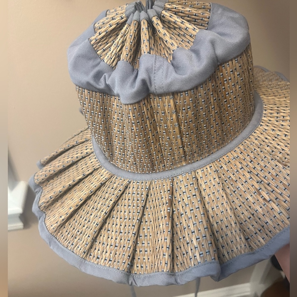 Lorna Murray Capri Woven Bucket Hat with Blue Trim